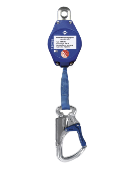 Antichute à rappel auto, sangle 1.80 m, carter et snaphook alu, utlisation verticale, facteur 2 & horizontale - 41-HWB - IKAR®