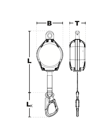Antichute à rappel auto, sangle 1.80 m, carter et snaphook alu, utlisation verticale, facteur 2 & horizontale - 41-HWB - IKAR®