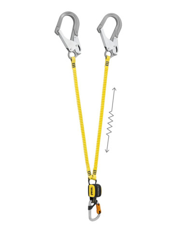 Longe double élastiquée 150 cm avec absorbeur, mousqueton Bm'D et MGO acier version INT - ABSORBICA-Y FLEX MGO - PETZL®