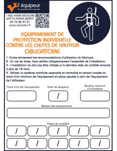 Panneau "LIGNE DE VIE FIXE" très résistant - ALU DIBOND - L'EQUIPEUR®