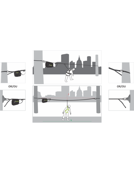 Ligne de vie temporaire horizontale en sangle pour 2 utilisateurs, 2/20m - ECO LINE - KRATOS SAFETY®