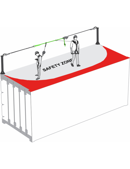 Ligne de vie temporaire horizontale pour 2 utilisateurs, lg. maxi 14 m, pour conteneur iso - POST LINE - KRATOS SAFETY®
