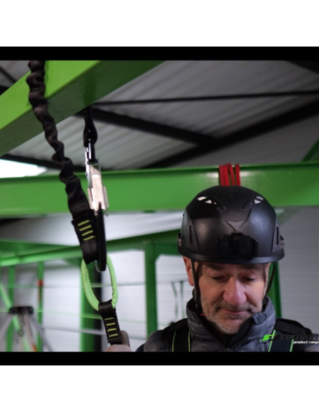 Longe fourche avec absorbeur d'énergie et anneaux intermédiaires d'accrochage, lg. 2 m - GRAVITY-S - KRATOS SAFETY®