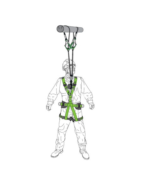 Longe fourche avec absorbeur d'énergie et anneaux intermédiaires d'accrochage, lg. 2 m - GRAVITY-S - KRATOS SAFETY®