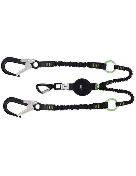 Longe fourche avec absorbeur d'énergie et anneaux intermédiaires d'accrochage, lg. 2 m - GRAVITY-S - KRATOS SAFETY®