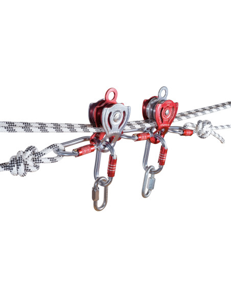 Poulie double RàB à flasques mobiles Prusik avec trois trous de connexion - JANUS PRO - CAMP®