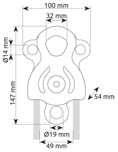 Poulie double RàB à flasques mobiles Prusik avec trois trous de connexion - JANUS PRO - CAMP®