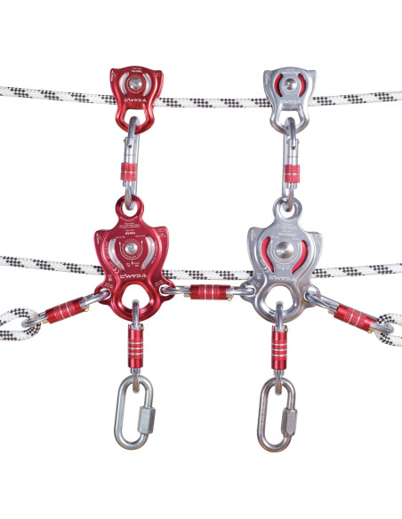 Poulie simple à flasques mobiles Prusik avec trois trous de connexion et un point d’attache supplémentaire - NAIAD - CAMP®