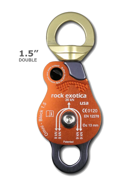 Poulie double RàB à flasque ouvrante avec émerillon - OMNIBLOCK 1.5 - ROCKEXOTICA®