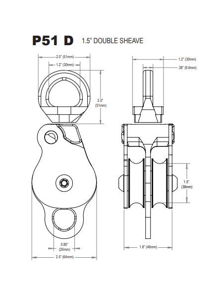 Poulie double RàB à flasque ouvrante avec émerillon - OMNIBLOCK 1.5 - ROCKEXOTICA®