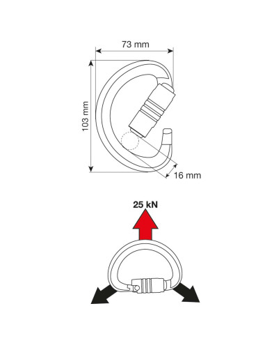 Mousqueton alu demi-rond triple action - TRIAD...