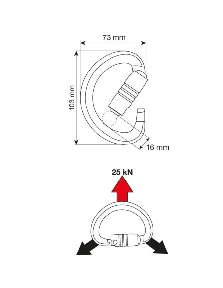 Mousqueton alu demi-rond triple action - TRIAD 3LOCK - CAMP®