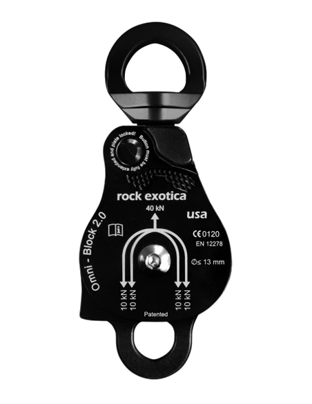 Poulie double RàB à flasque ouvrante avec émerillon - OMNIBLOCK 2.0 - ROCKEXOTICA®