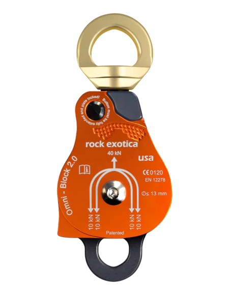 Poulie double RàB à flasque ouvrante avec émerillon - OMNIBLOCK 2.0 - ROCKEXOTICA®