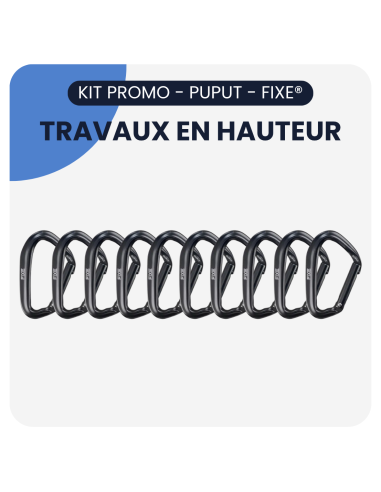 PACK PROMO - 10 mousquetons alu léger sans verrouillage doigt droit - PUPUT - FIXE®