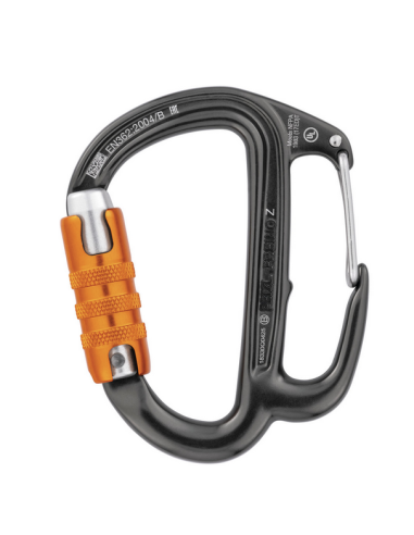 Mousqueton avec ergot de freinage, alu en D triple action - FREINO Z - PETZL®