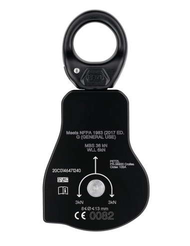 Poulie simple RàB à flasque ouvrante, émerillon et avec un sens de rotation unique - SPIN L1D - PETZL®