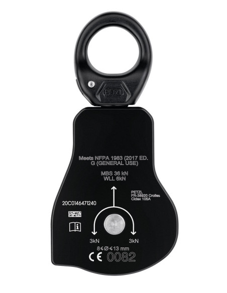 Poulie simple RàB à flasque ouvrante, émerillon et avec un sens de rotation unique - SPIN L1D - PETZL®