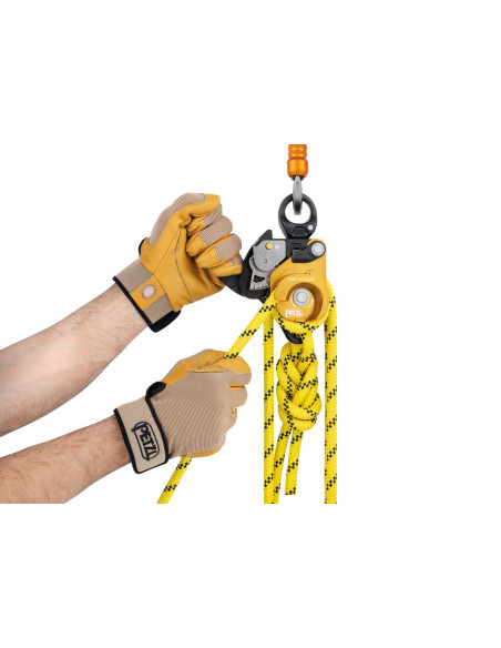 Poulie-bloqueur double RàB à flasque ouvrante avec émerillon, débrayable pour systèmes de mouflage - TWIN RELEASE - PETZL®