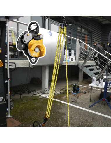 Poulie-bloqueur double RàB à flasque ouvrante avec émerillon, débrayable pour systèmes de mouflage - TWIN RELEASE - PETZL®