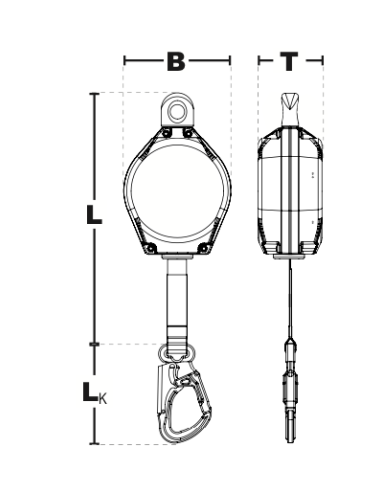 Antichute à rappel auto, sangle 1.80 m, carter et snaphook alu, utlisation verticale, facteur 2 & horizontale - 41-HWB - IKAR®