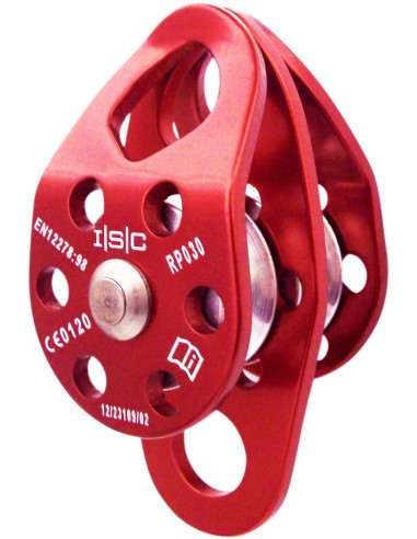 Poulie Double à flasques mobile avec 2 points d'ancrage ø13mm Max - EIGER - ISC WALES®