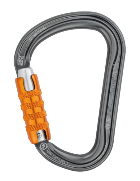 Mousqueton alu en poire triple action - WILLIAM TRIACT - PETZL®
