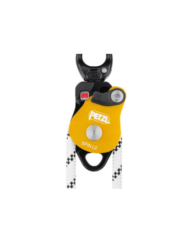 Poulie double RàB à flasque ouvrante avec émerillon - SPIN L2 - PETZL®