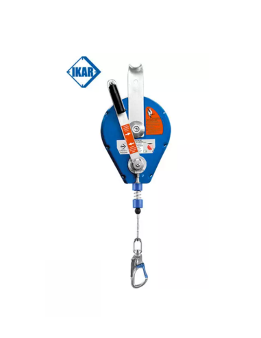 Antichute à rappel automatique à câble, carter et snaphook alu, avec treuil de sauvetage - 41-HRA - IKAR®