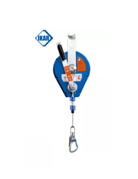 Antichute à rappel automatique à câble, carter et snaphook alu, avec treuil de sauvetage - 41-HRA - IKAR®